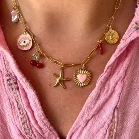 Charm Dopamine Cherry Starfish Chili Peppe Pendant Collarbone Chain Necklace Women's Party Daily Jewelry